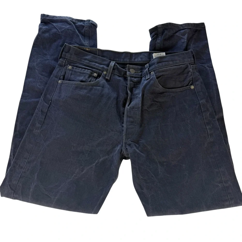 Levis‎ 501 Original Fit Jeans Mens 34x34 Navy Blue Dark Wash Button Fly Straight